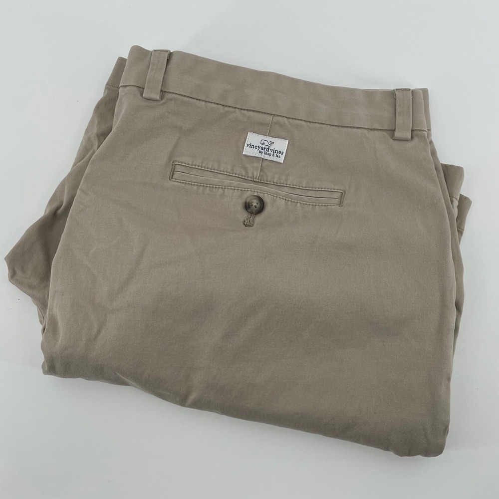 Vineyard Vines Breaker Shorts Men's 40 Khaki Tan Stretch Cotton Chino Flat Front